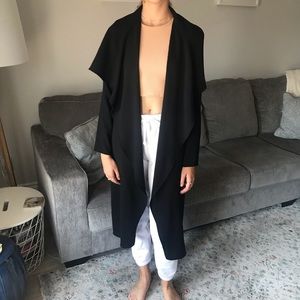 Urban Planet Black Tie Front Long-Sleeve Coat